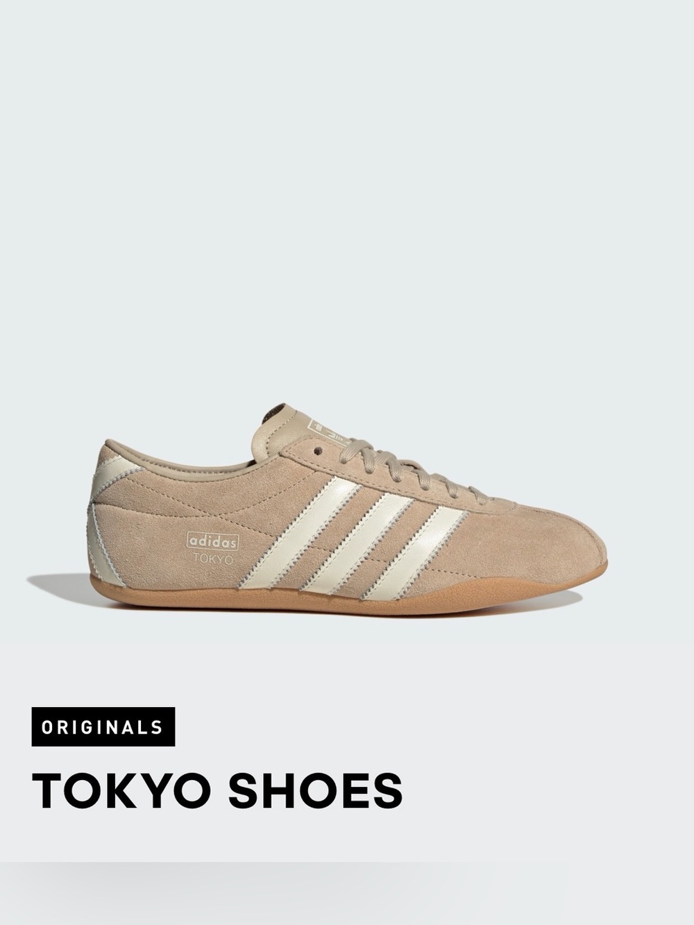 adidas Tokyo Suede Sneakers in Beige with Cream Stripes